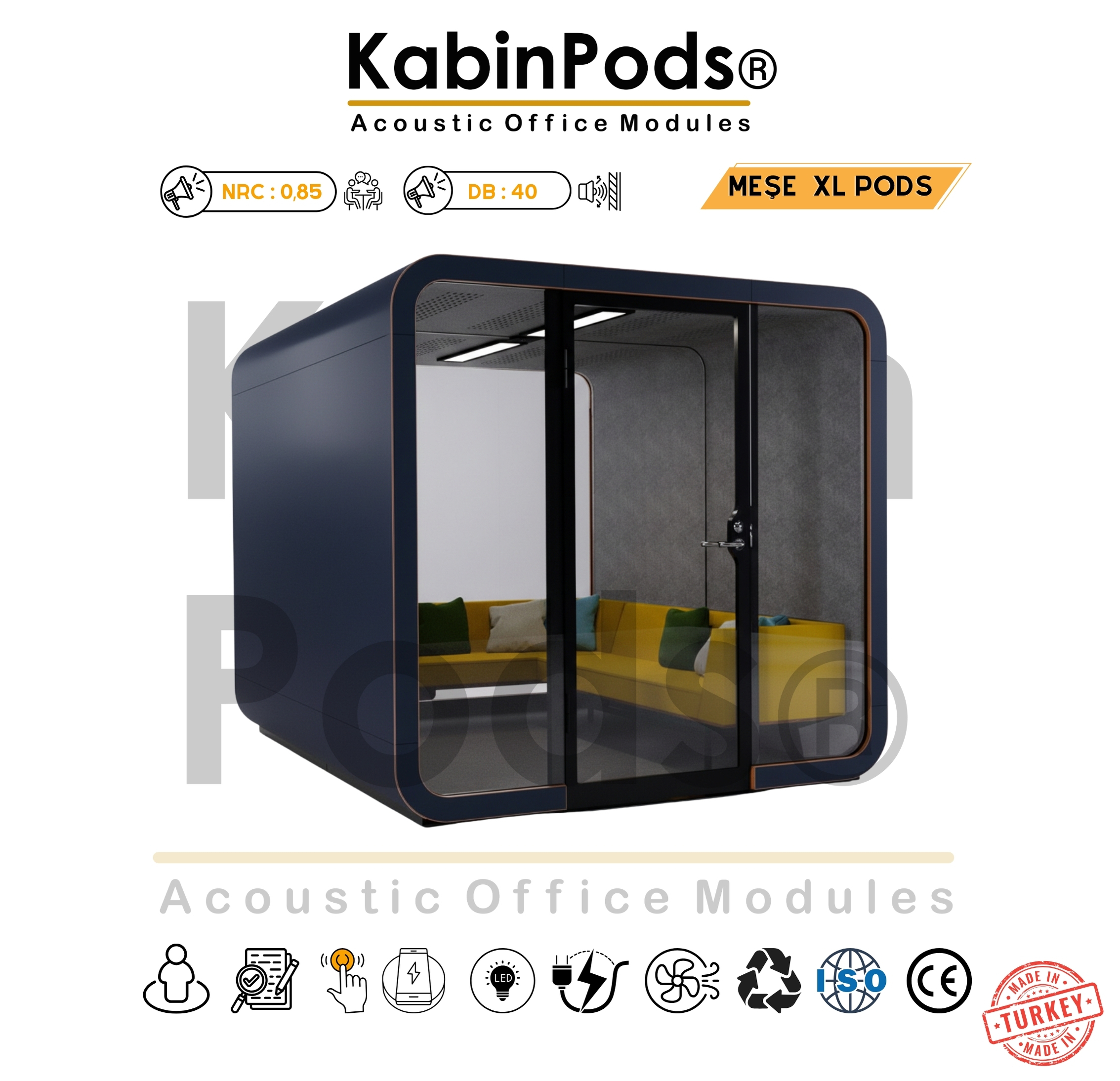 Çalışma Kabini iç mekân – ergonomik masa ve oturma alanı