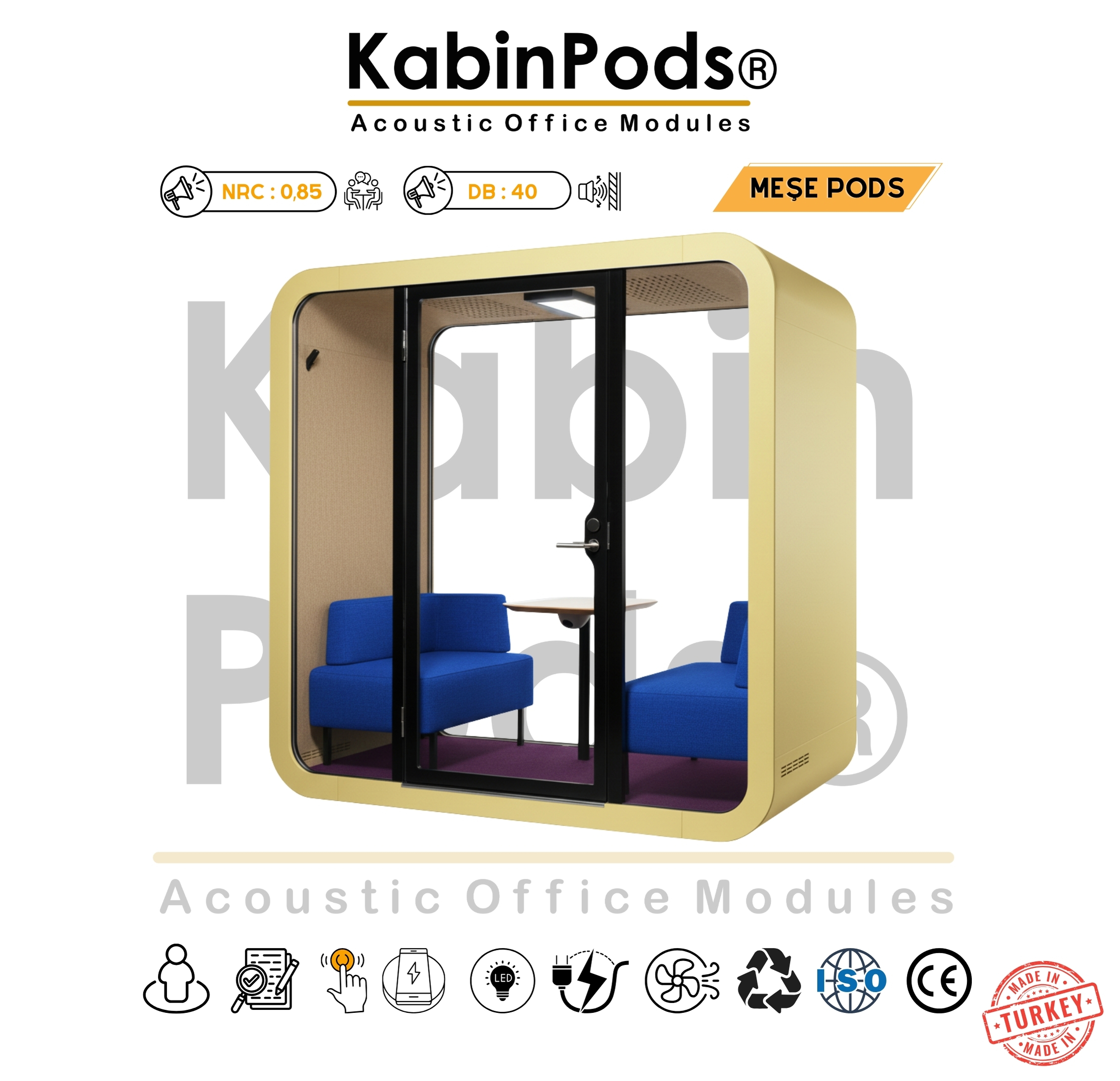 Toplantı Kabini iç oturma düzeni ve masa