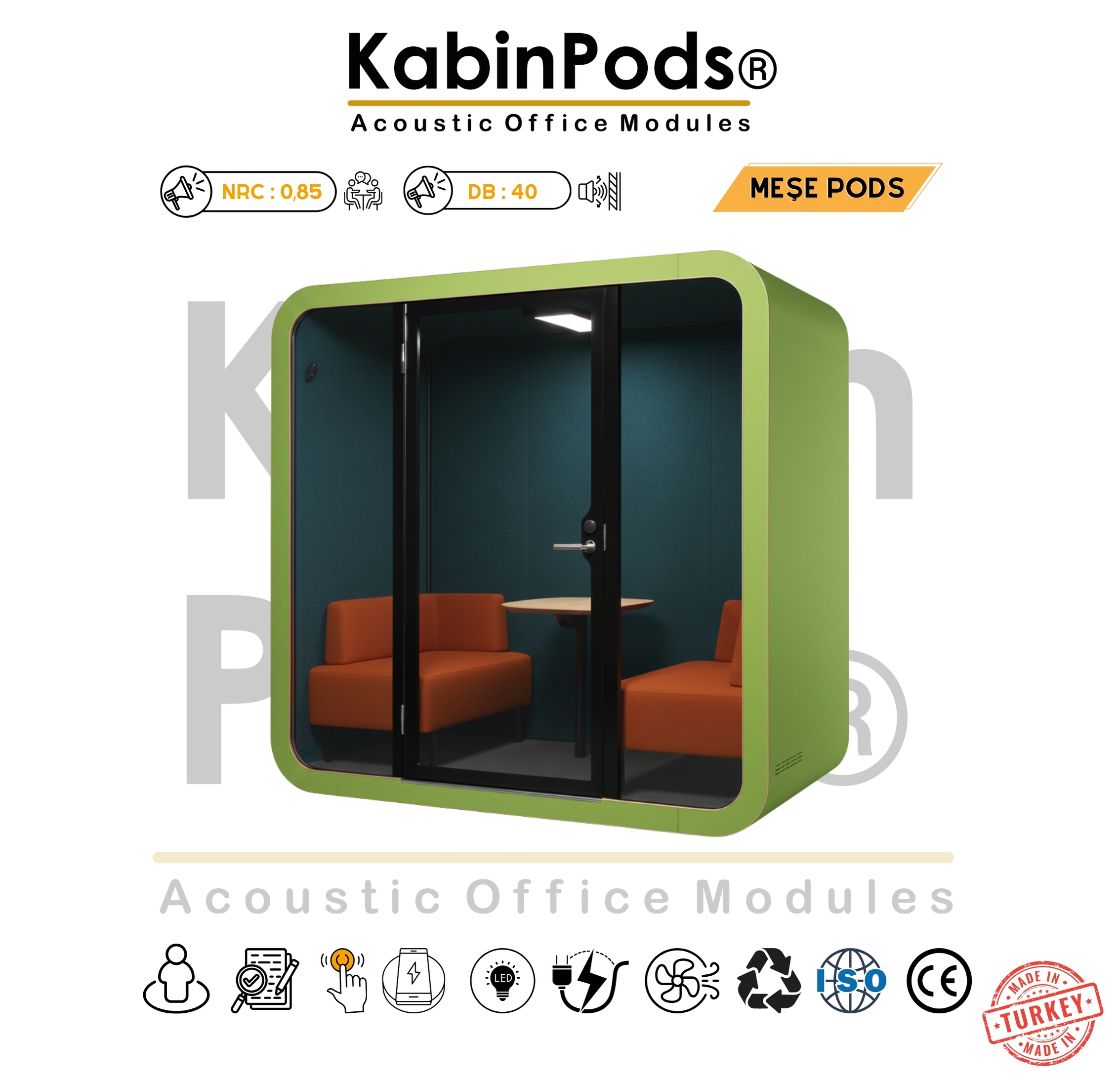 Toplantı Kabini genel görünüm – akustik toplantı alanı